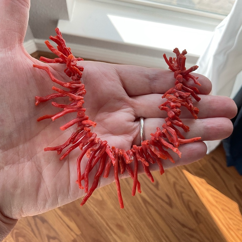 Vintage Branch Coral Necklace, Orange, 21" Long, Beach Girl, Coastal Cowgirl - Picture 10 of 13